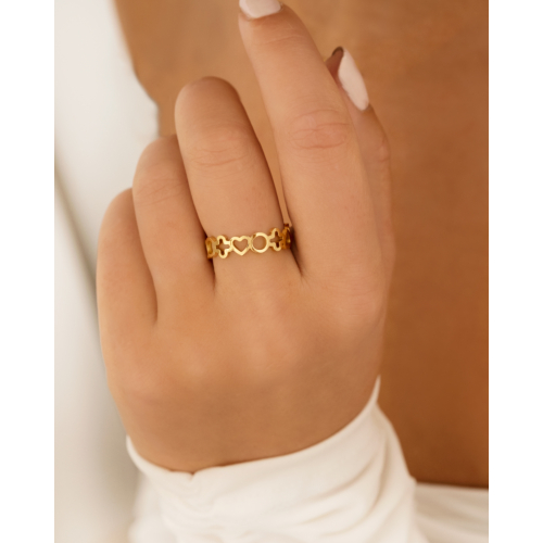 Cute symbols ring goudkleurig