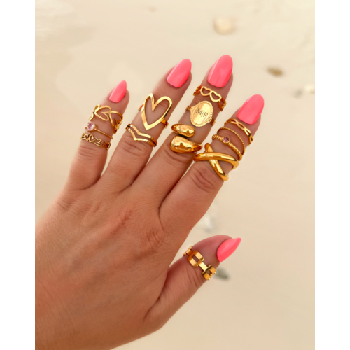 Statement ring gekruist goudkleurig