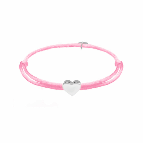 Satin heart armband roze zilver