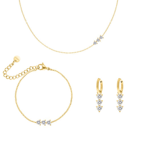 Triple love sieraden set goud kleurig