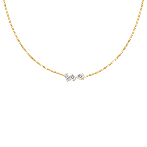 Triple gem necklace goldplated