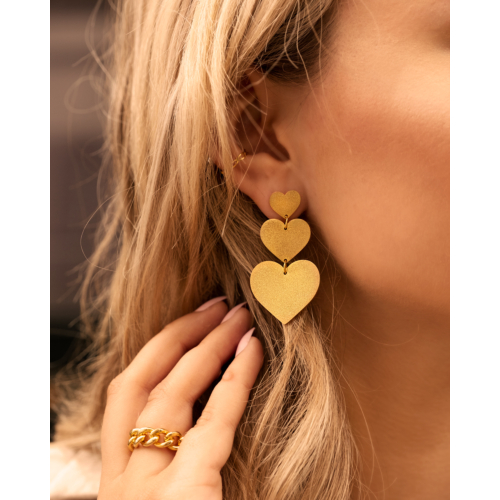 Triple heart earrings goldplated