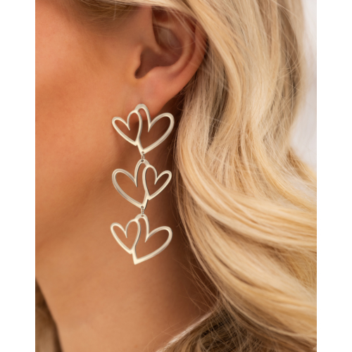 Oorbellen triple love heart