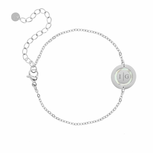 Armband 2 initials parelmoer