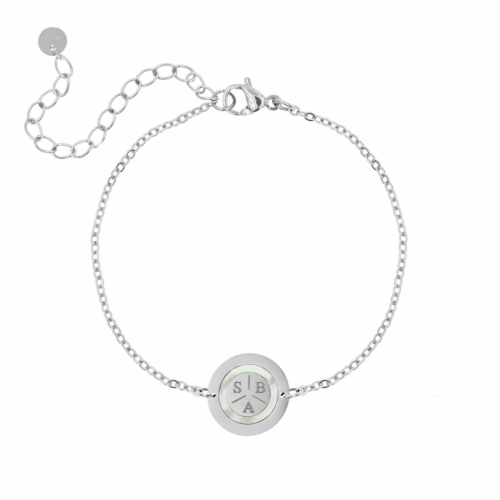 Armband 3 initials parelmoer