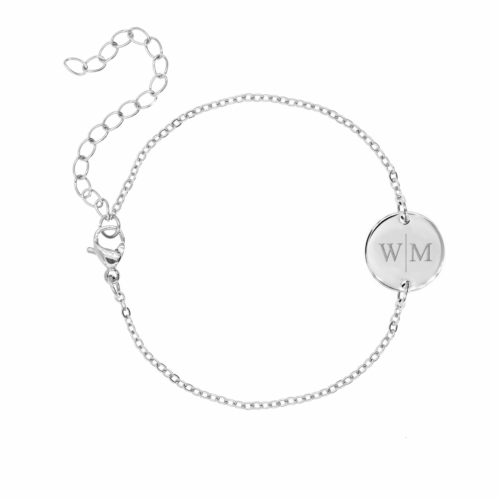 Graveerbare Armband met Twee Initialen Zilver