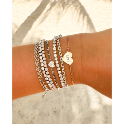 Graveerbare heart armband met steentje