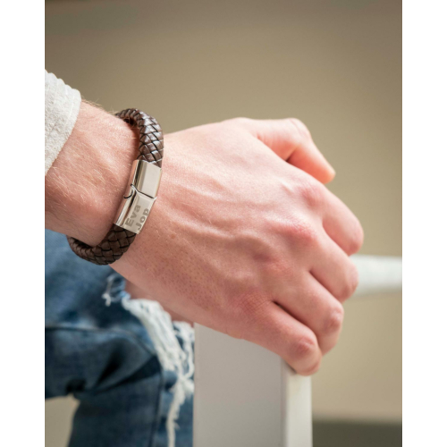 Graveerbare leren mannen armband bruin