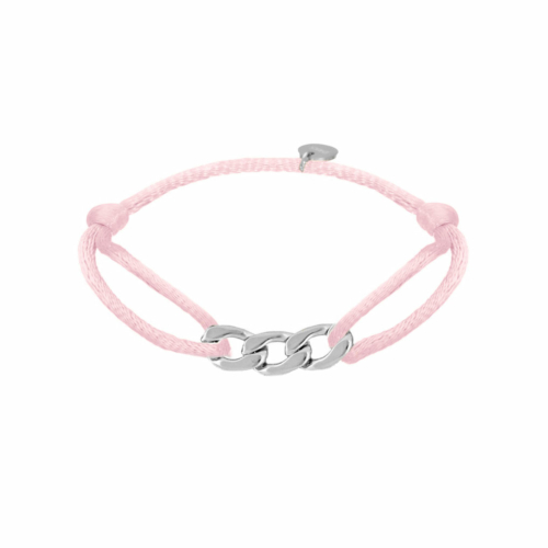 Roze armbandje met zilveren chains 