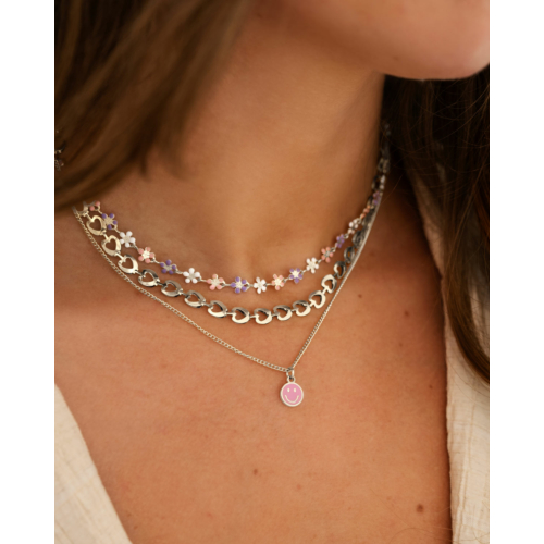 Smiley necklace pink