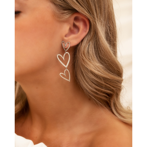 Triple open heart earrings