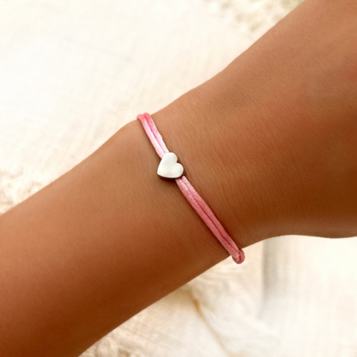 Satin Heart Armband Roze