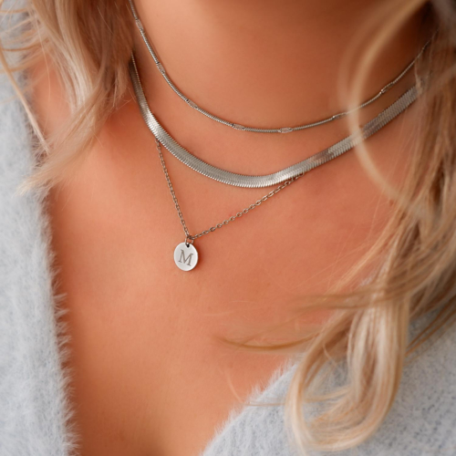 Minimalistische necklace layer set kleur zilver