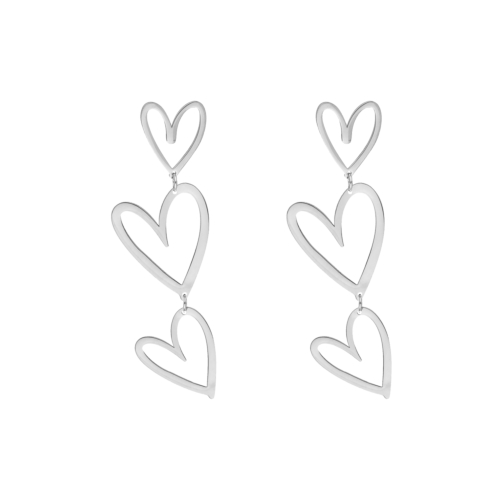 Triple open heart earrings