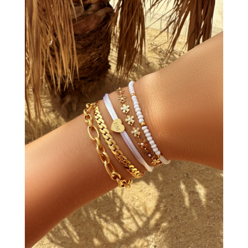 Schakelarmband mix goud kleurig