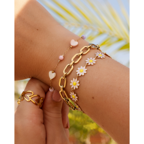 Armband met hartjes summer mix goudkleurig