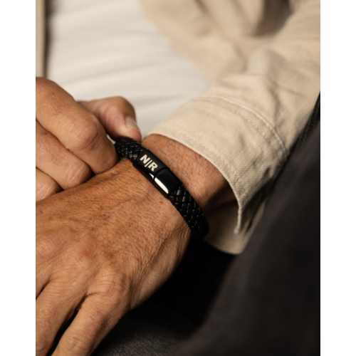 Leren mannen armband met naam zwart