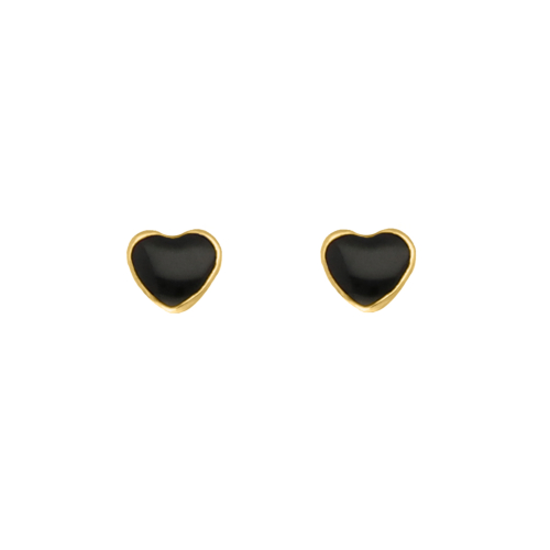 Black heart studs goldplated