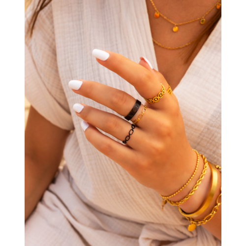 Minimalistische chain ring zwart