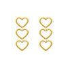 Triple open heart earrings goldplated