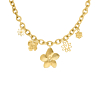 gouden bedelketting met bloemen