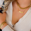 Gouden chunky chain met graveerbare bar ketting