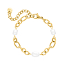 Chain and pearl bracelet goudkleurig