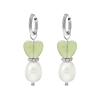 Oorbellen heart & pearl groen